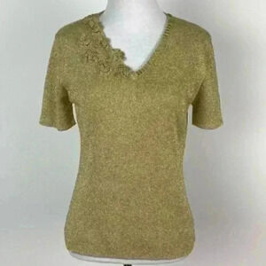 New Kenneth miller womens top size M gold floral